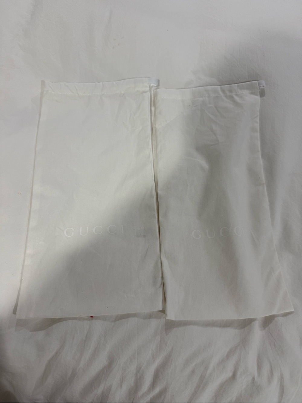 Gucci Cream Branded Drawstring Dust Bags Pair View 2